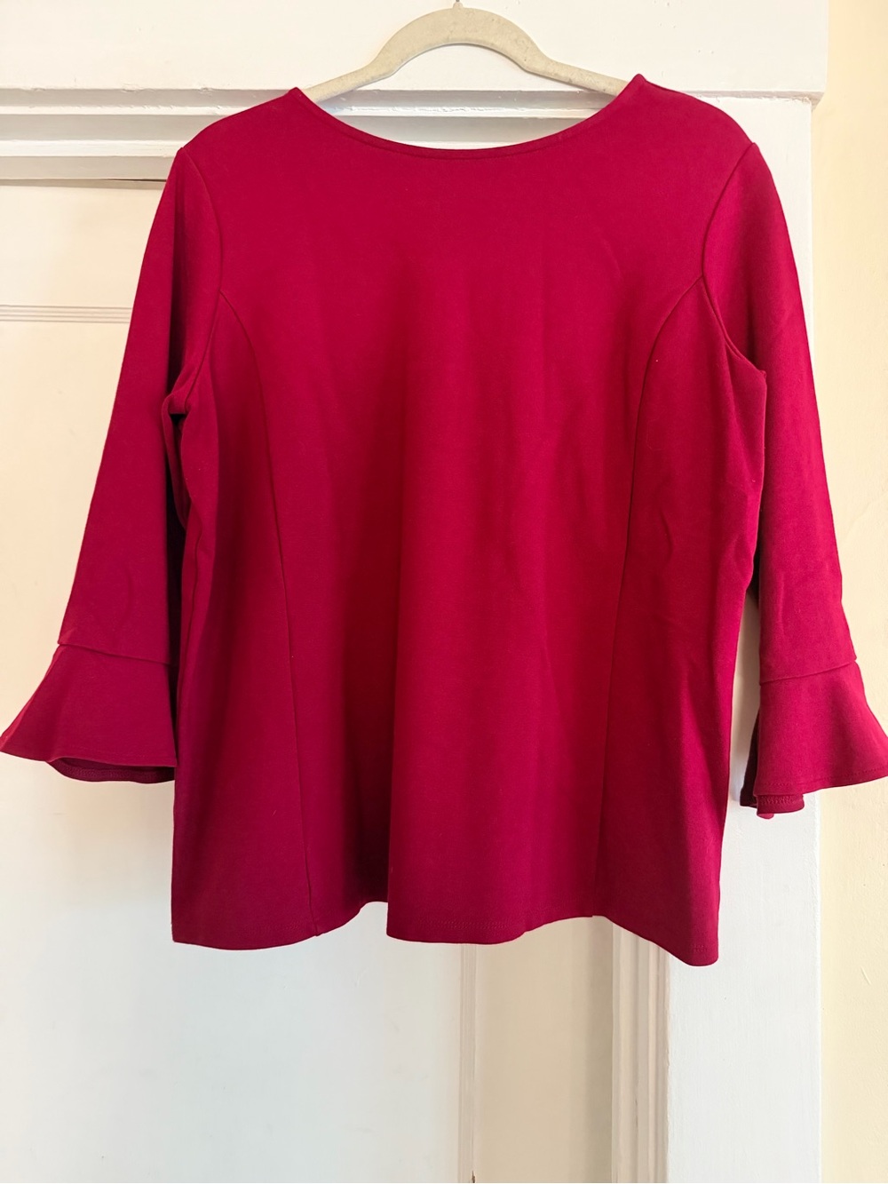 Women’s Burgundy Bell-Sleeve Top